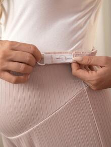 SHEIN Màu thuần Thai sản Quần Với Vòng eo có thể điều chỉnh - Màu Khaki - Xem 6