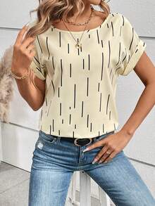 SHEIN Privé Bat-winged Casual Blouse - Apricot - View 3