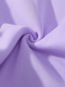 Áo nỉ nữ cỡ lớn in họa tiết monogram hai tông màu, kiểu dáng thường ngày. - Màu tím - Xem 3