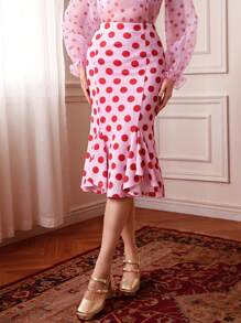 SHEIN DECDS High Waisted Mermaid Hem Skirt - Multicolor - View 5