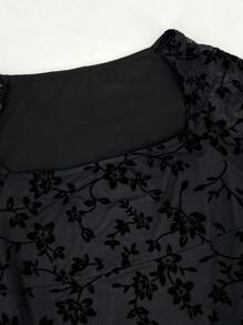 SHEIN Unity 女款花卉印花生菜邊插肩袖洋裝