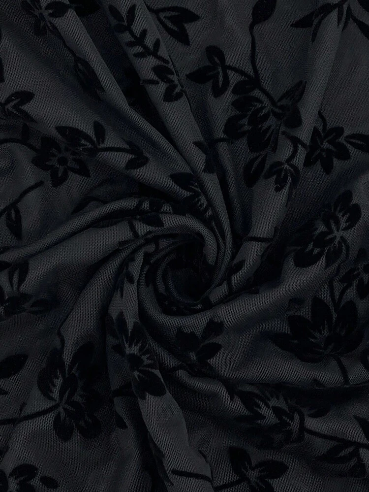 Ladies' Floral Print Lettuce Trim Raglan Sleeve Dress