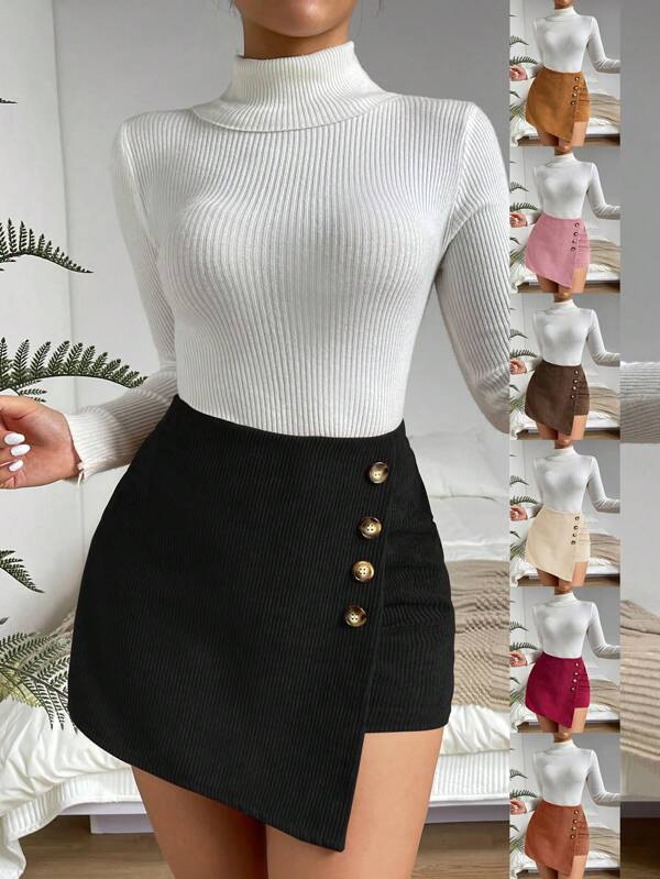 Zielony Skort con diseño de botón cruzado