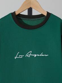 SHEIN Tween 男孩拼色圓領運動衫和運動褲套裝 - 彩色 - 查看 4