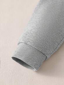 SHEIN LUNE Của phụ nữ Tim & Bản in Xương rồng Lông cừu Áo nỉ - Xám - Xem 3