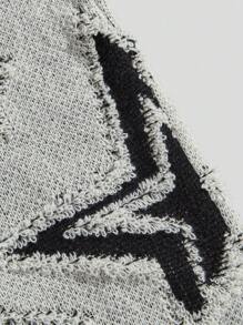 ROMWE MEN Street Life Spring Casual Graphic Men'S Star Pattern Casual Pullover Sweater, School, For Fall Winter, Long Sleeve Top - Grey - View 3