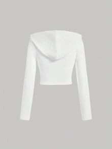 SHEIN MOD 女式交叉裹身連帽衫 - 白色 - 查看 2