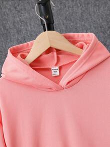 SHEIN 少女星形印花卫衣，少女款 - 粉色 - 查看 3