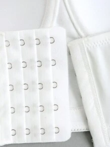 Allurite 白色閃亮亮的鑲珠背心上衣,女士款 - 白色 - 查看 4