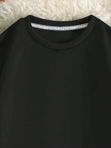 Manfinity Dauomo Men's Cartoon Duck Print Drop Shoulder Sweatshirt - Black - View 6