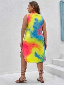 SHEIN VCAY Sukienka bez rękawów Boho Tie Dye Plus Size, na lato