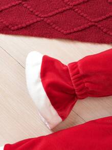 Baby Girls' Cape Bell-sleeve Dress Set - Red - View 3