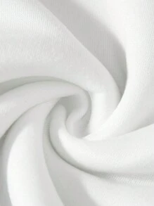 SHEIN EZwear 大尺碼女士雕塑印花抓毛套頭衫 - 白色 - 查看 4