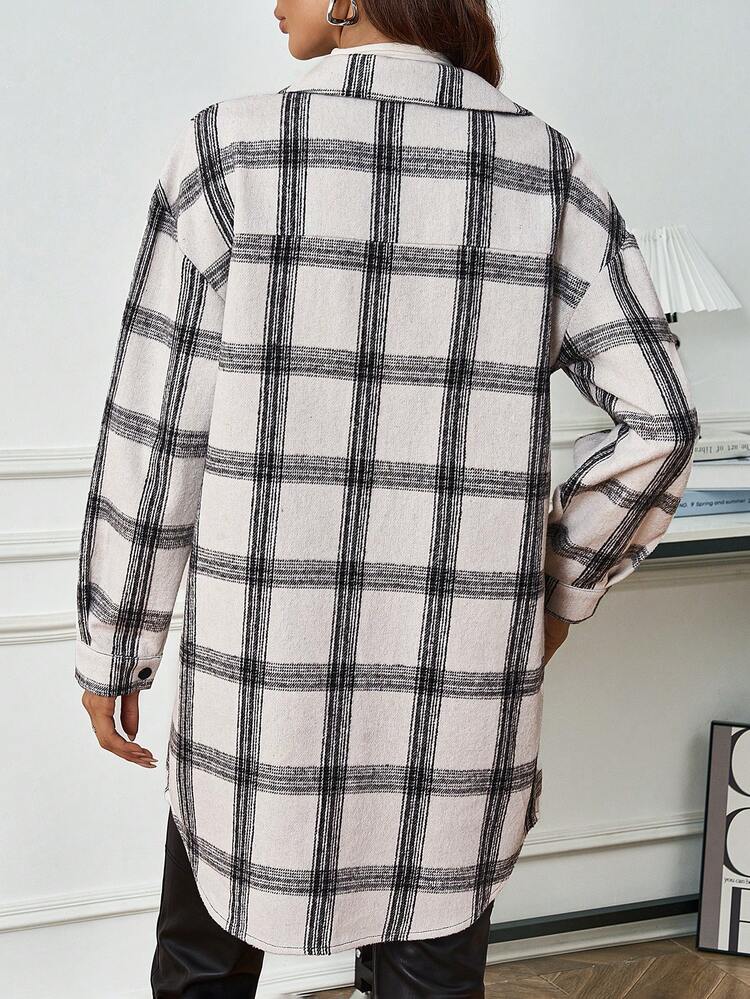 Women's Plaid Shirt Style Coat