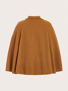 Sunnyshic Plus Size Double-breasted Woolen Cape