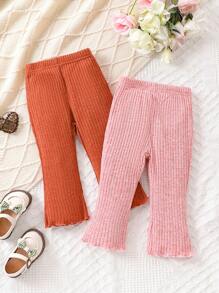 2pcs Baby Girls' Comfortable Mesh Ruffle Pants - Multicolor - View 1