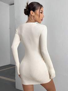 Chiquease 女士純色修身毛衣連衣裙