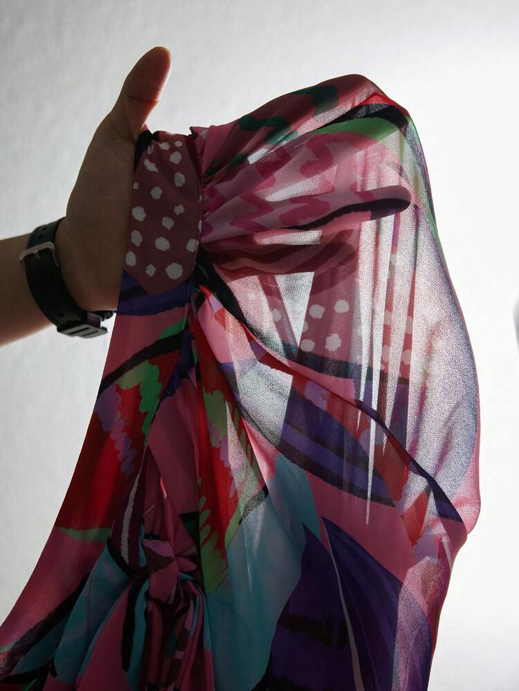 Women's Allover-print Back-tied Shirt