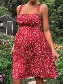 SHEIN Maternity Ditsy Floral Tie Shoulder Cami Dress