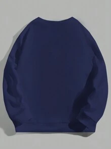 RueChic Men's Rose Pattern Crewneck Sweatshirt, Casual - Blue - View 2