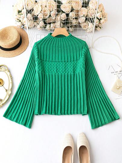 Calvaya Plus Size Sweater With Ribbed And Knit Design Knit Pullover Fall Winter Outfit