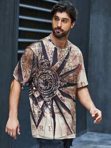 Manfinity LEGND 男士大碼條紋拼色半拉鍊短袖polo衫 - 彩色 - 查看 3