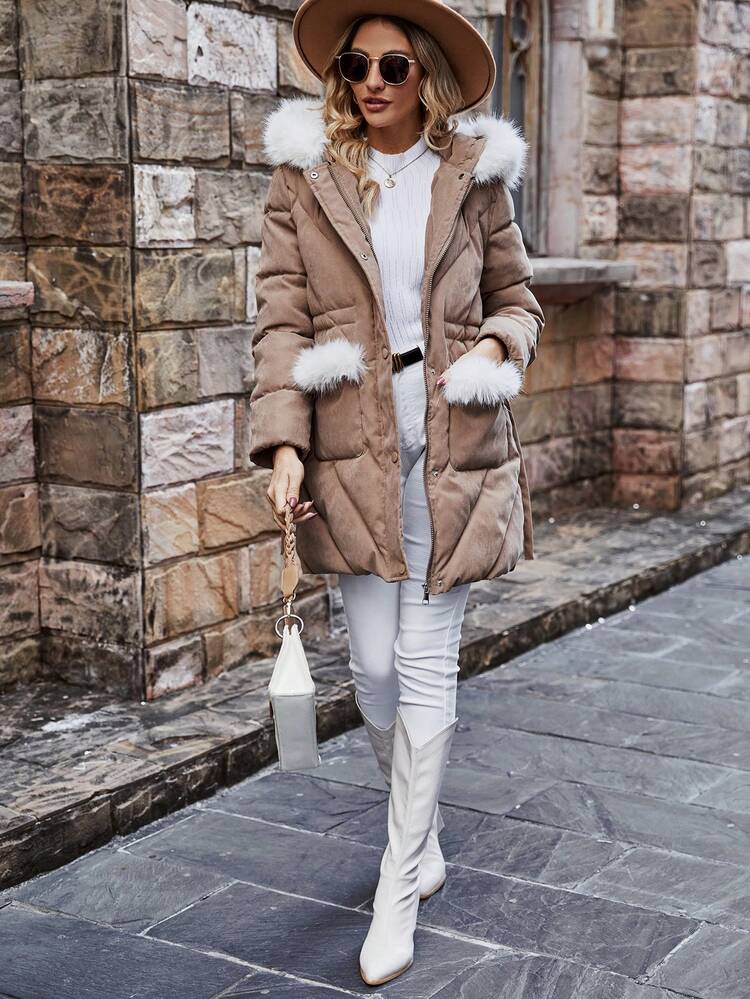 Women's Hooded Padded Padded Coat Clothes Winter With Collar Fall Cloth For Women