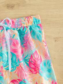 Swim Vcay Summer Beach Tropical Plant Printed Swimwear Bottoms - Multicolor - View 4
