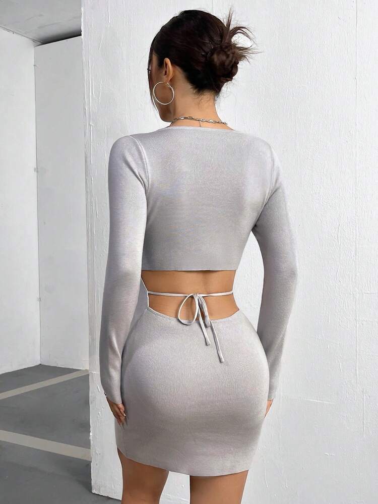 Women'S Slim Fit Sweater Dress With Scoop Neckline
