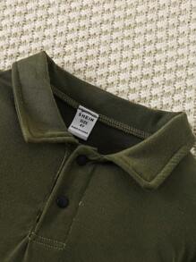 SHEIN 2入組幼童男孩條紋袖口短袖polo衫 - 彩色 - 查看 6