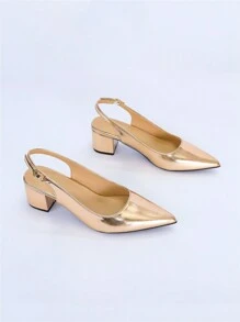 Của phụ nữ Phong cách Đơn giản Pointed Toe Dày Gót chân Giày Slingback Giày dép , Đúng mốt Cao gót Đối với Các bữa tiệc , Thanh lịch - Rượu sâm banh - Xem 7