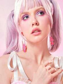 ROMWE X Care Bears 1對彩虹圖案裝飾的心形和熊形耳環 - 彩色 - 查看 6