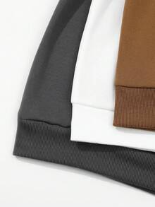 SHEIN Essnce Women's 3pcs Letter Printing Drawstring Hooded Sweatshirt - Multicolor - View 3