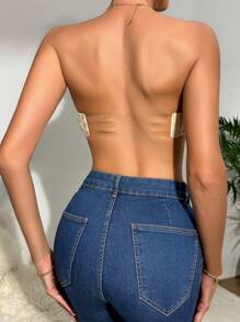SHEIN Strapless Solid Color Backless Bra - Apricot - View 2