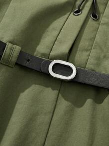 SHEINNeu 女性工裝腰帶背帶洋裝 - 軍綠色 - 查看 4