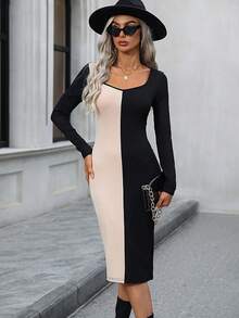 SHEIN Clasi Của phụ nữ Tương phản Màu sắc Đầm - Nhiều màu - Xem 4