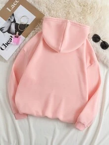 Awew女士連帽衫,印有態度字母 - 粉色 - 查看 2