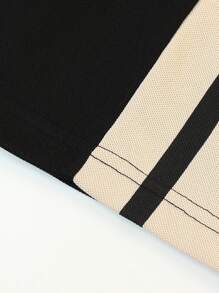 Manfinity Homme Men Color Block Quarter Button Work Casual Polo Shirt, Boyfriend Gift - Black - View 6