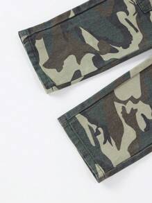 Con trai Trang phục trên phố Ngụy trang Cargo Quần legging thẳng Với Nhiều Túi - xanh quân đội - Xem 3