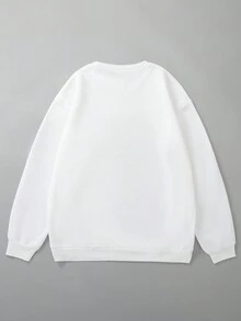 男士皇冠和字母印花圓領抓絨運動衫 - 白色 - 查看 2