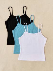 SHEIN LUNE 3 件女式吊帶背心 - 彩色 - 查看 3