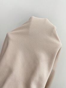 SHEIN Privé 純色褶皺露背連帽裙 - 杏色 - 查看 3