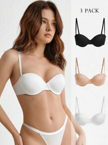 Ocili Leisure 3pcs Solid Wireless Bralette - Multicolor - View 5