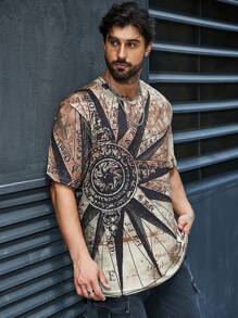 Manfinity LEGND 男士大碼條紋拼色半拉鍊短袖polo衫 - 彩色 - 查看 1