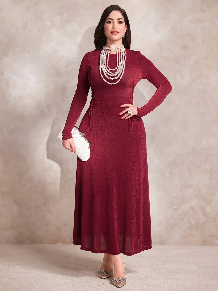 Modelyn 纯色修身长袖连衣裙长款晚礼服