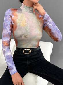 Barwiony Połowa Golf Szczupły Koszulka