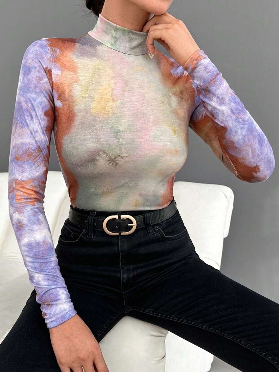 Barwiony Połowa Golf Szczupły Koszulka