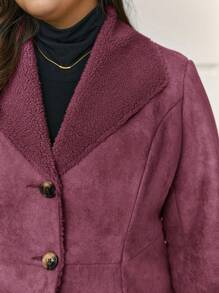 SHEIN Frenchy 大尺碼雙排扣外套 - 中紫紅色 - 查看 7