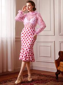 SHEIN DECDS High Waisted Mermaid Hem Skirt - Multicolor - View 7