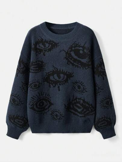 Grunge Punk Pull-over Col Rond Pour Femme Motif Yeux